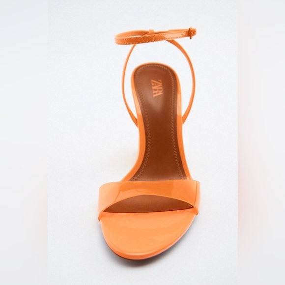 NWT. Zara Orange High Heel Methacrylate Sandals. Size 7,5. - Picture 3 of 8
